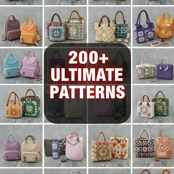 200+ Crochet Bag & Pouch Patterns Mega Bundle, Boho, Modern, Vintage Styles
