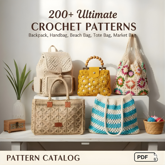 200+ Crochet Bag & Pouch Patterns Mega Bundle, Boho, Modern, Vintage Styles