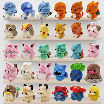 62 in 1 Mini Pokemon Crochet Pattern Bundle– Pikachu, Charmander, Squirtle & Bulbasaur And More