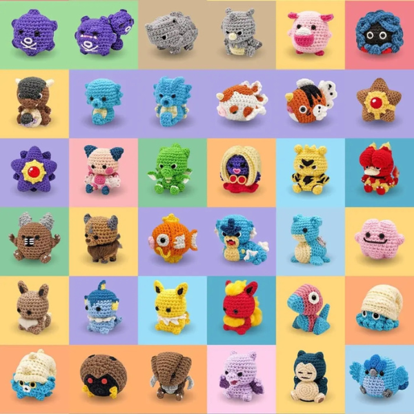 62 in 1 Mini Pokemon Crochet Pattern Bundle– Pikachu, Charmander, Squirtle & Bulbasaur And More