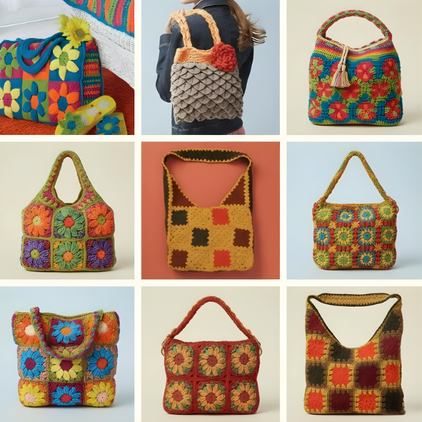 200+ Crochet Bag & Pouch Patterns Mega Bundle, Boho, Modern, Vintage Styles